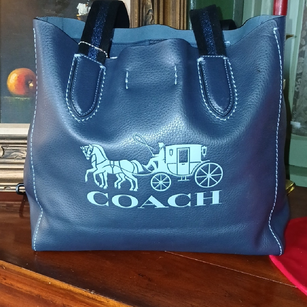Coach Derby Dark Blue Leather Tote